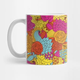 Abstract Floral Neck Gator Pink Aqua Orange Floral Abstract Mug